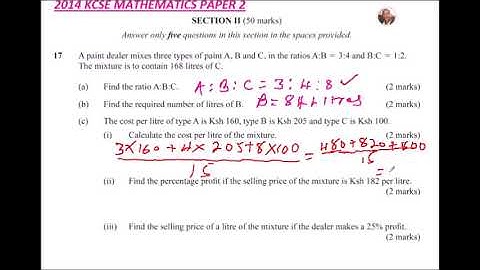 2014 KCSE MATHEMATICS PAPER 2 NO 17