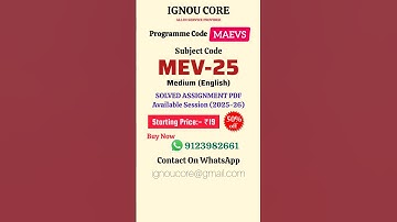 MEV 25 Solved Assignment PDF 2025-26 in English, MAEVS program MEV-25 Solved assignments