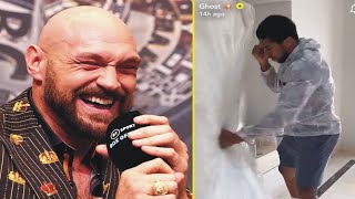 Tyson Fury laughs at Anthony Joshua after footage emerges of Joshua punching a mattress (video)