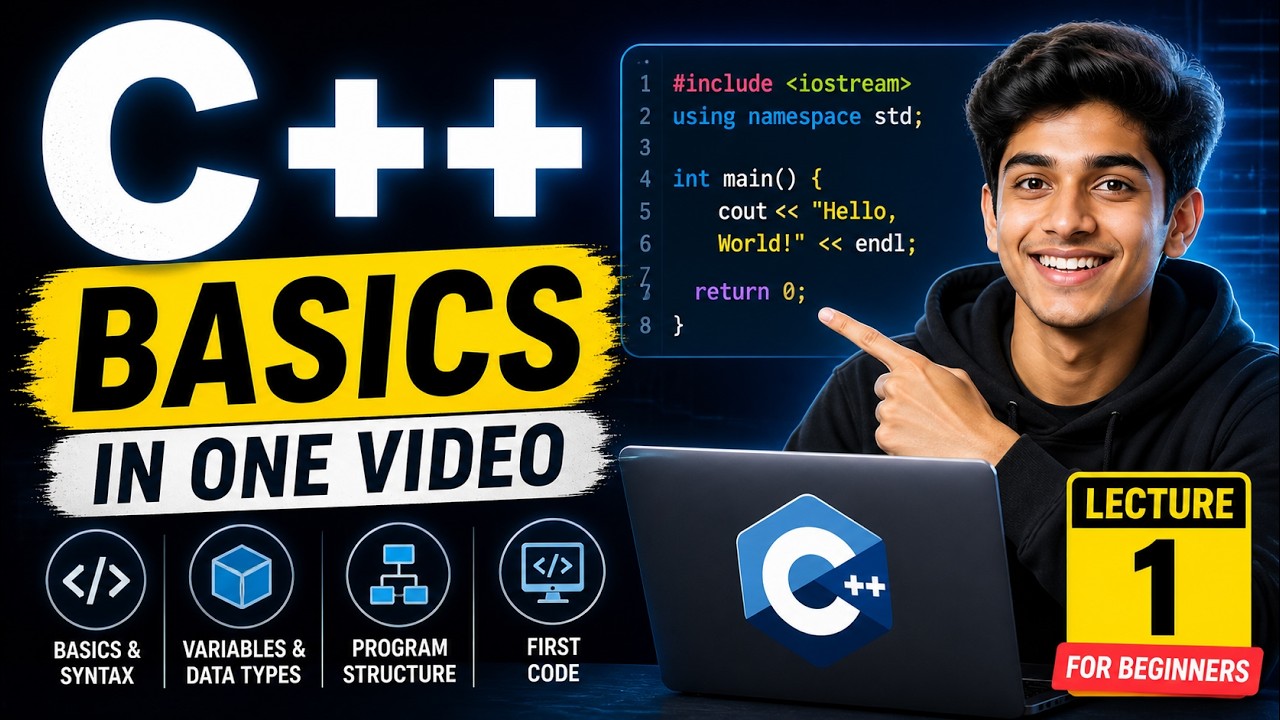 C++ Basics in One Video | Lecture 1 for Beginners - YouTube