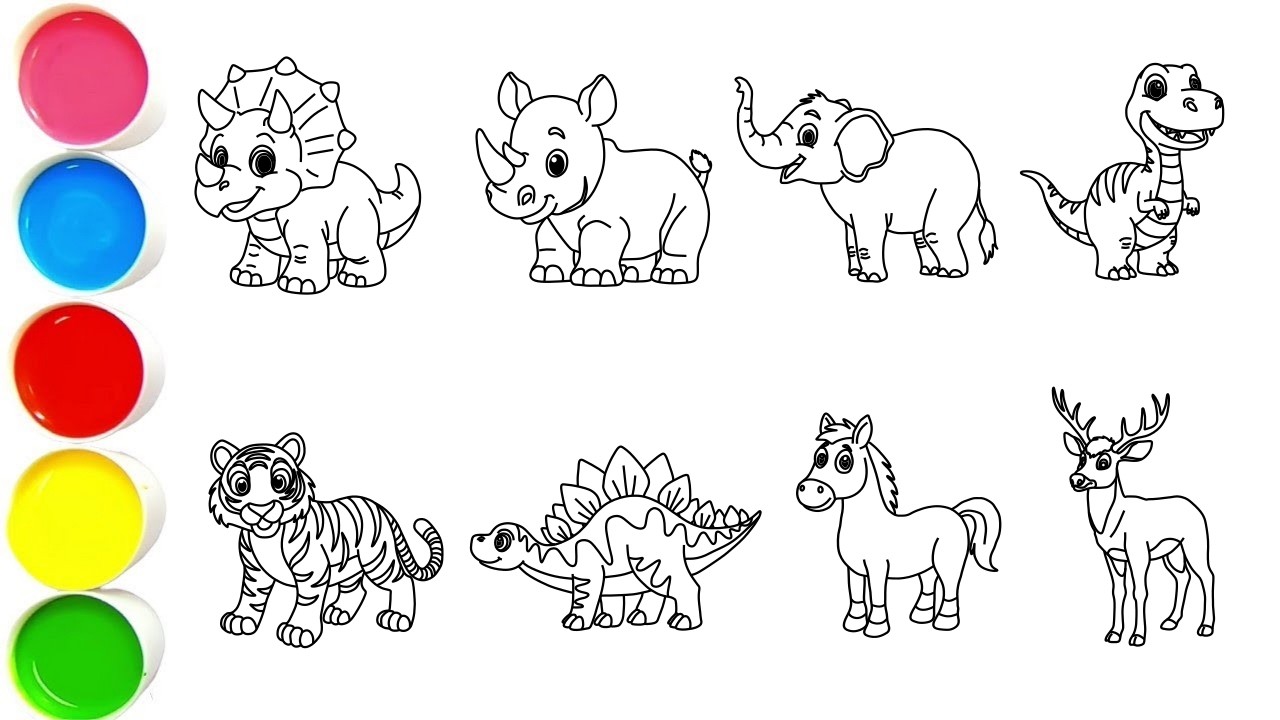 Draw Amazing Animals inMinutes,Triceratops,Rhinoceros,Elephant, Dinosaur,Tiger,Stegosaurus,HorseDeer