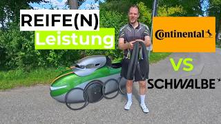 Reife(n) Leistung Velomobil – welcher Reifen gewinnt? Schwalbe vs Continental im Test