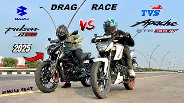 bajaj pulsar n160 2025 vs tvs apache 160 4v | drag race | shocking results 😱
