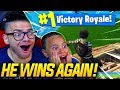 OMG NO WAY! MY 9 YEAR OLD LITTLE BROTHER REALLY *WON* HIS SECOND FORTNITE SOLO GAME! (HES TOO GOOD!)