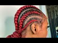 Red stitch feedin braids on talli tattii natural hair