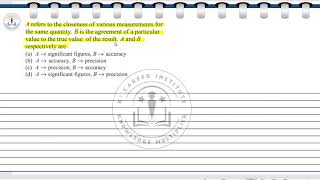 A refers to the closeness of various measurements for the same quantity.