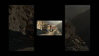 Truck at dangerous cliff #truck #automobile #offroad #roadsafety #driver #adventure