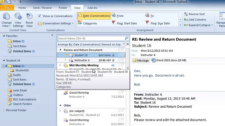 How to Show your Email in Conversation View in Outlook 2010