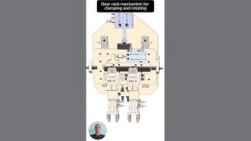 Gear rack mechanism for clamping and rotating #machine #mechanical #engineering  #3d #solidworks