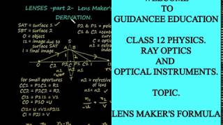 Lens Maker's Formula||Derivation||Ray Optics||Class 12 Physics||video33