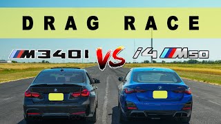 2022 BMW i4 M50 vs Tuned BMW 340i XDrive, BMW won! Drag and Roll Race.