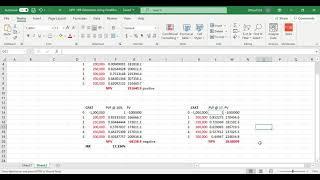 NPV - IRR Estimation Using Excel Sheet