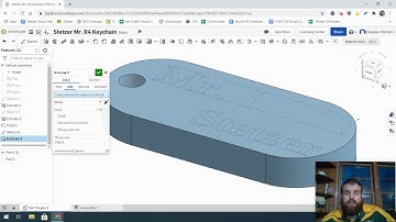Onshape Keychain Video 9 Extru Add Remove Text and Features