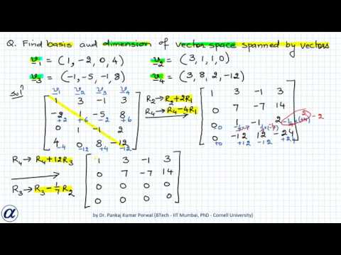 Basis and Dimension of Vector Space Spanned by Vectors Example 3 - YouTube