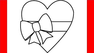 How To Draw Heart With Ribbon Emoji - Step By Step Drawing