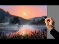  acrylic painting  summer sunset  landscape art  easy drawing tutorials  satisfying relaxing