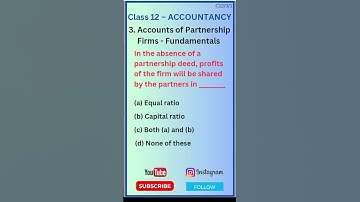 Partnership Accounts - Fundamentals | Question - 1 | MCQ | Class 12 Accountancy #shorts