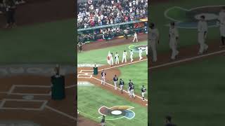 WBC Final 2023 - Team USA vs Team Japan entrance with countries flags