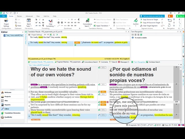 CRITT Post-Editing Experiment: Trados Studio Demo