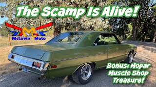 73 Plymouth Scamp First Start Since 2004! Check Out These Mopars At Speed Metal Industrial Arts!