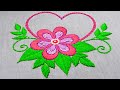 Heart Shaped Flower Embroidery, Happy Floral Hand Embroidery, Finished Embroidery Learning-288