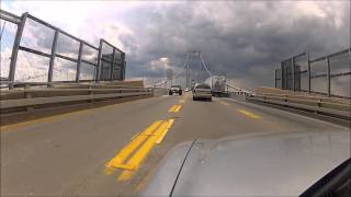 Driving over the Maryland Bay Bridge with oncoming traffic!