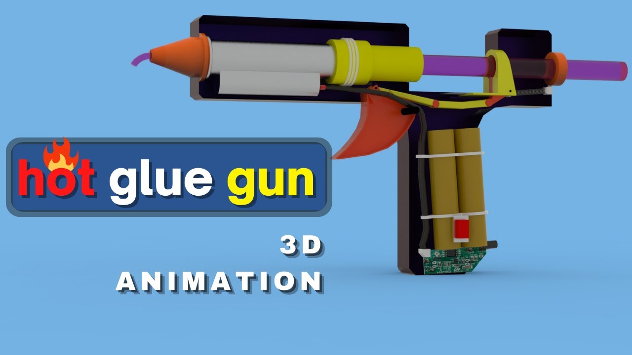 what is inside the hot glue gun? 3d animation