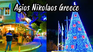 Agios Nikolaos Crete, Greece, Christmas vibes🎄vibrant highlights in 4k