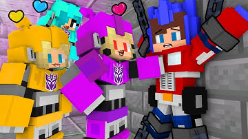 JJ Optimus Prime in Love Trap by Girls Decepticon - Maizen Minecraft Animation with Mikey