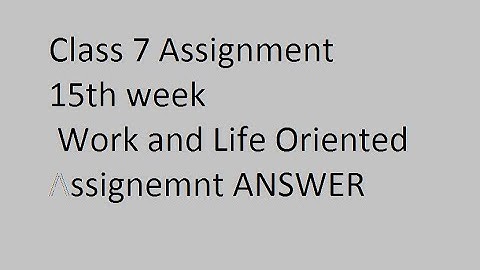 Class 7 Assignment 15th week Work and Life Oriented Assignemnt