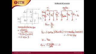 Common source configuration DC and AC analysis at mid-band, low and high freq