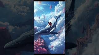 Who needs a swimming pool when you have the whole sky?☁️🐋#SkyWhale#AnimeShorts#CoralSky#CloudSurfing