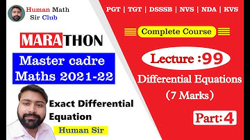 Differential Equation Part 4| Lec 99| Master Cadre Maths Preparation By Human Sir | #mastercadre2022