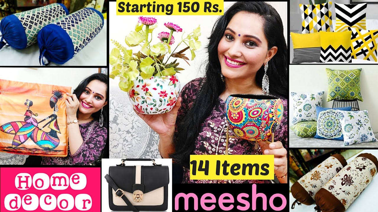 🌸MEESHO HOME DECOR HAUL🌸All under 320 Rs.🌸Pots,Cushion Covers, Handbags