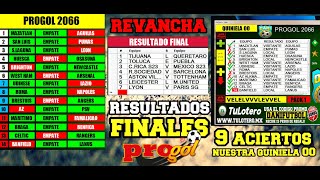 PROGOL 2066 Resultados Finales y Nuestra Quiniela Sencilla 0 del PDF se quedo en 9 aciertos