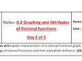 Quiz on Graphing and Attributes of Rational Functions