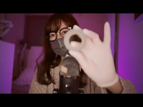 [ASMR] 君にテープを貼ったり糊を塗る / ゴム手袋、リップ音 / tape, rubbergloves, lipsounds