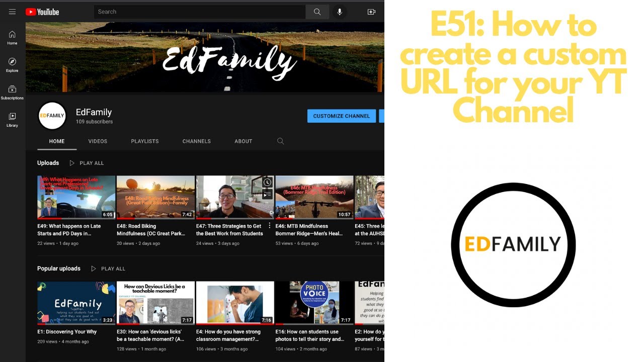 E51: How to create a custom URL for your YT Channel (Live Demonstration ...