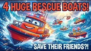 4 Huge Coast Guard Boats Save Friends! ⛵🌊 Kids Ocean Rescue