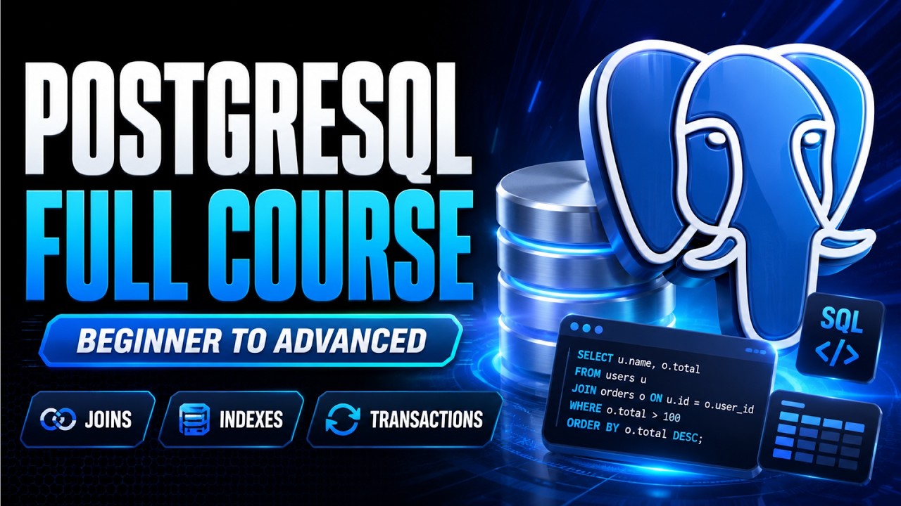 PostgreSQL Full course 2026 | Learn PostgreSQL in One Video - YouTube