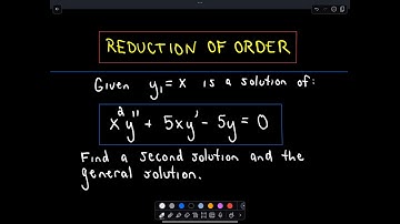 ❖ Reduction of Order: Basic Example in Differential Equations ❖