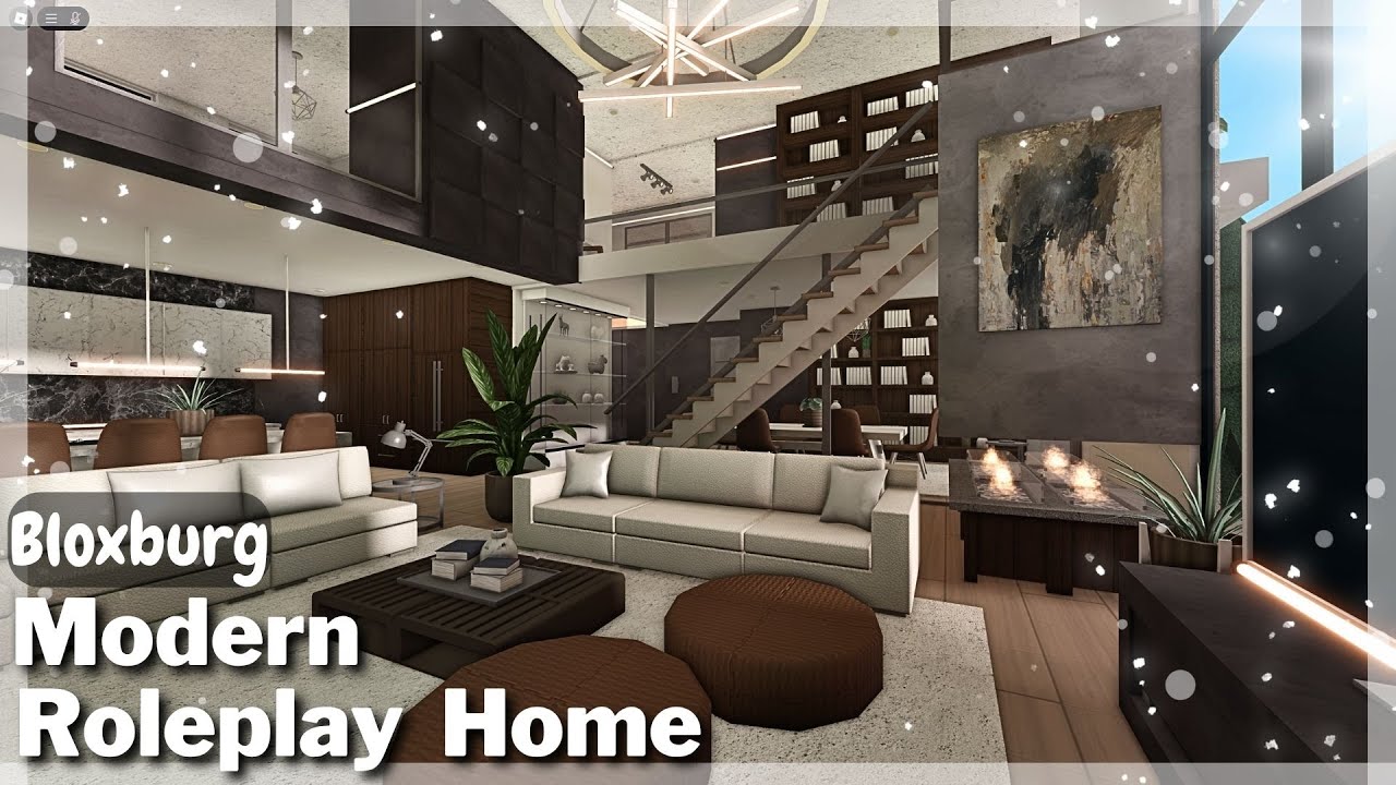 BLOXBURG: Modern Warm Roleplay Home Speedbuild (interior + full tour) Roblox House Build