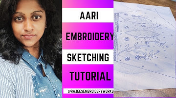 New aari embroidery sleeve design step by step tutorial -14 #sketching #handembroidery