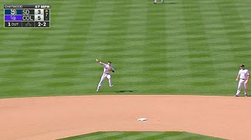 SD@COL: Story makes a spinning throw to first for out