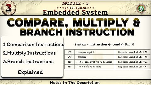 3 Compare, Multiply and Branch Instruction Sets Explained Module 5 6th Sem VTU