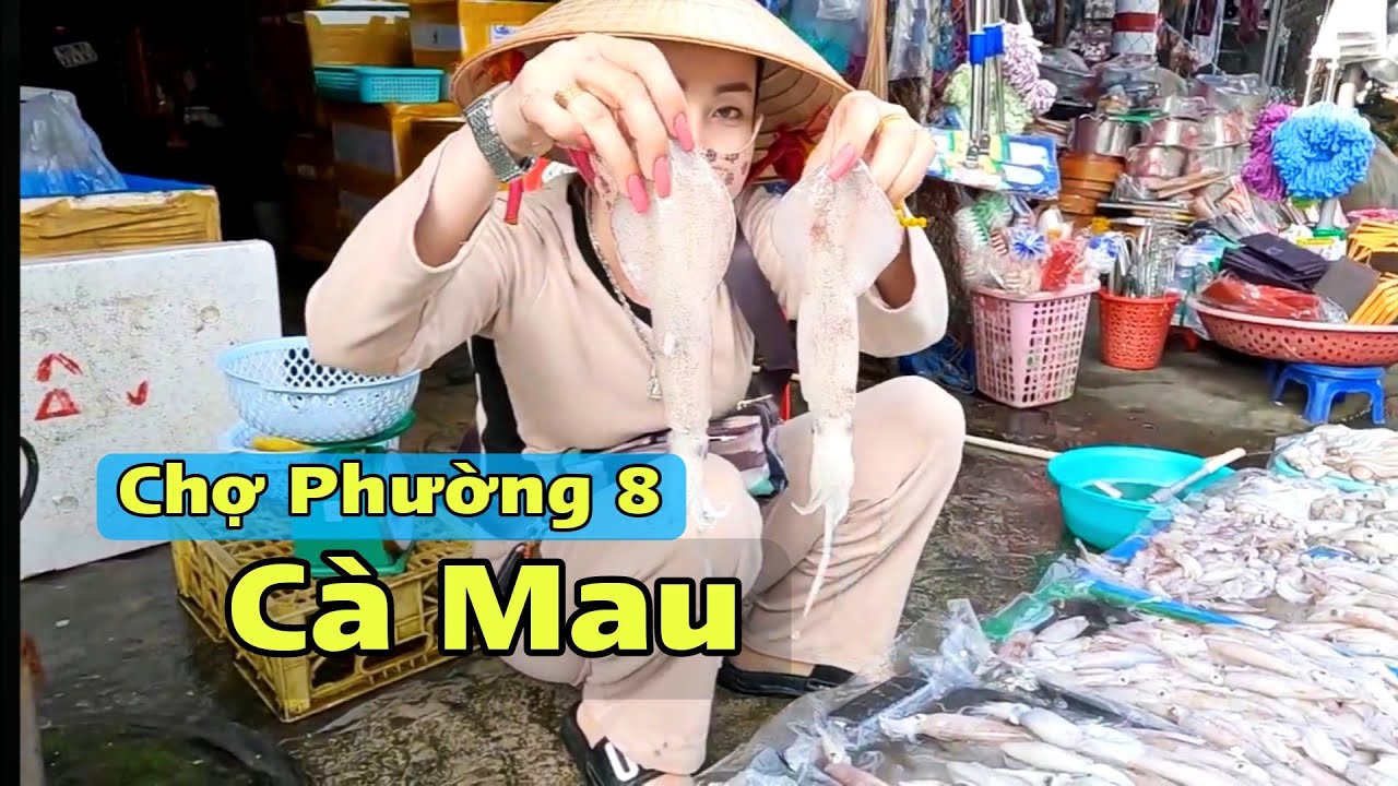 Chợ Phường 8 Cà Mau Gặp Em Gái Dễ Thương Bán Mực