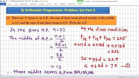 Problem Set 3 |  Part 3 | Arithmetic Progression | algebra | Maths Class 10th | Success Key | A.P.