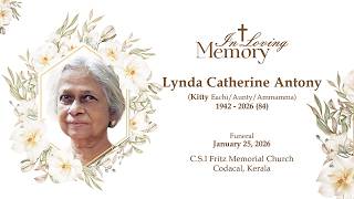 Funeral of Lynda Catherine Antony (Kitty) | 25 January 2026, Fritz Memorial Church, Codacal