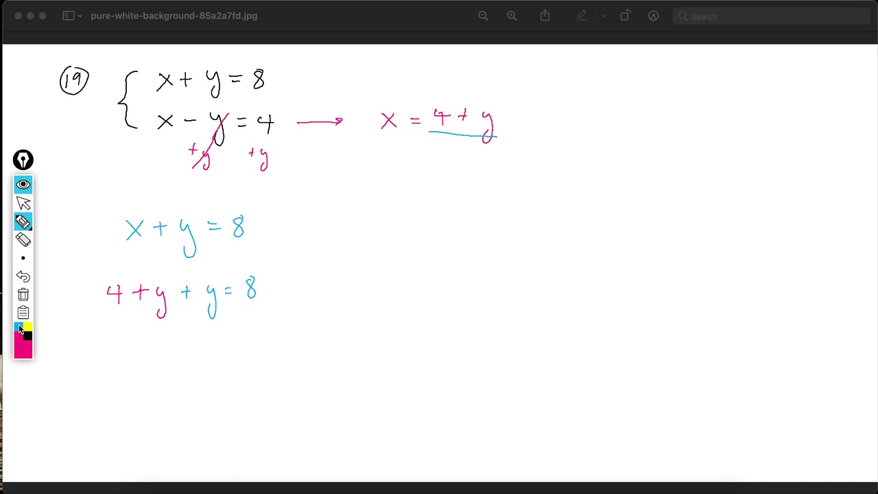 System Of Equation X Y 8 X Y 4 Youtube