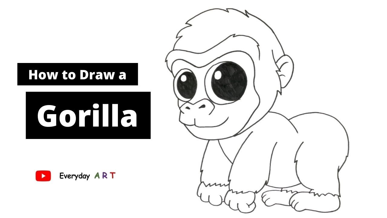 Art 094 - How to Draw a Baby Gorilla - Easy Cartoon Drawing 2021 - YouTube